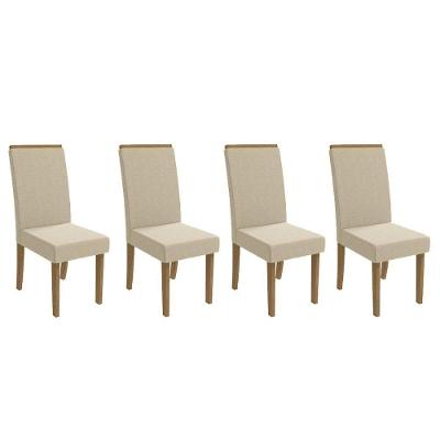 Cadeira Sala De Jantar 2cad142fr Kit 4 Un Freijó - Assento/encosto Linho Bege A019 - Kappesberg