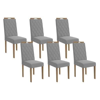 Cadeira Sala De Jantar 2cad152ea Kit 6 Un Eucalipto/linho Cinza A056 - Kappesberg