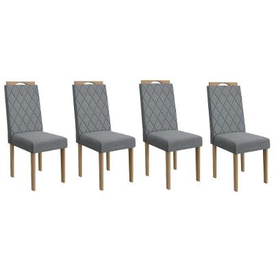 Cadeira Sala De Jantar 2cad153ea Kit 4 Un Eucalipto Assento/encosto Linho Cinza A018 - Kappesberg