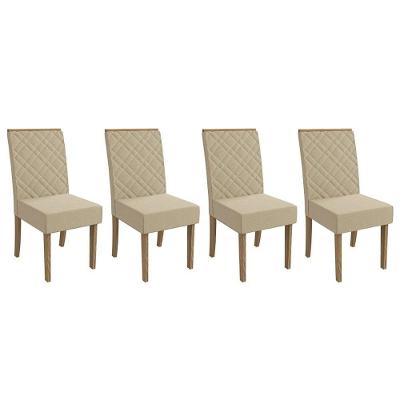 Cadeira Sala De Jantar 2cad149ng Kit 4 Un Nogueira/linho Bege A019 - Kappesberg