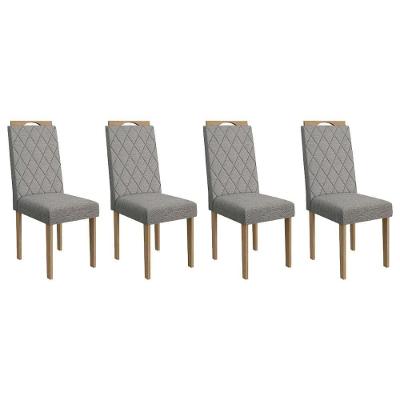 Cadeira Sala De Jantar 2cad153ea Kit 4 Un Eucalipto/cinza Mesclado A031 - Kappesberg