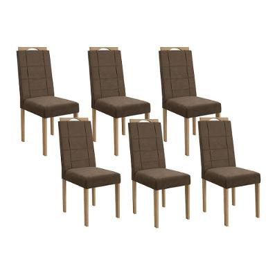 Cadeira Sala De Jantar 2cad150ea Kit 6 Un Eucalipto-veludo Marrom A033 - Kappesberg