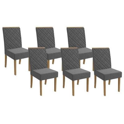 Cadeira Sala De Jantar 2cad149fr Kit 6 Un Freijo-linho Cinza A056 - Kappesberg