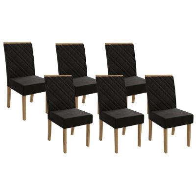 Cadeira Sala De Jantar 2cad149fr Kit 6 Un Freijo-veludo Preto A038 - Kappesberg