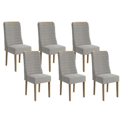 Cadeira Sala De Jantar 2cad158ng Kit 6 Un Nogueira-linho Cinza A056 - Kappesberg