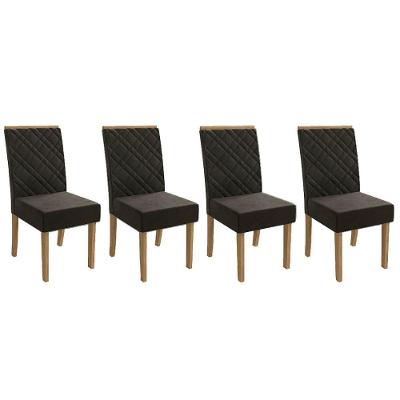 Cadeira Sala De Jantar 2cad149fr Kit 4 Un Freijó - Assento-encosto Linho Chumbo Escuro A - Kappesberg