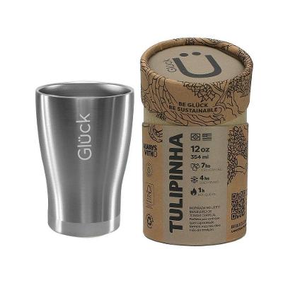 Copo Térmico Gluck Tulipinha Cerveja 354ml Silver Steel