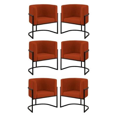 Kit 06 Poltronas Lua Sala Decorativa Base De Ferro Black Terracota