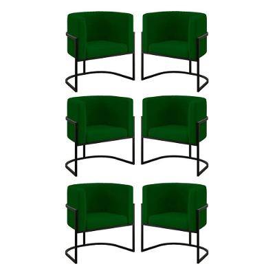 Kit 06 Poltronas Lua Sala Decorativa Base De Ferro Black Verde
