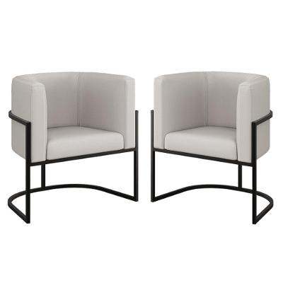 Kit 02 Poltronas Lua Sala Decorativa Base Ferro Gold Corino Bege