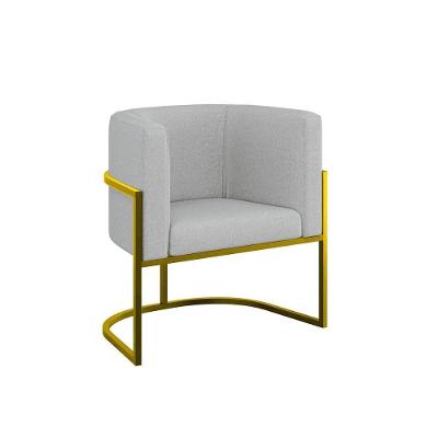 Cadeira Poltrona Decorativa Com Base Metal Gold Bouclê Cinza