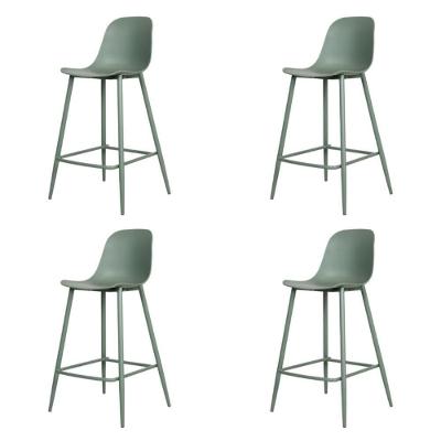 Kit 4 Banquetas Médias Miami Abi Fratini 91,50 Cm (altura) Polipropileno Verde Aloe Base Aço Pintado