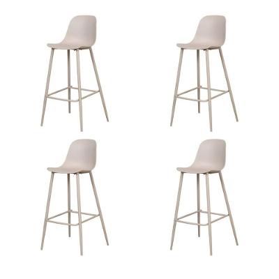 Kit 4 Banquetas Altas Miami Abi Fratini 101,50 Cm (altura) Polipropileno Nude Base Em Aço Pintado