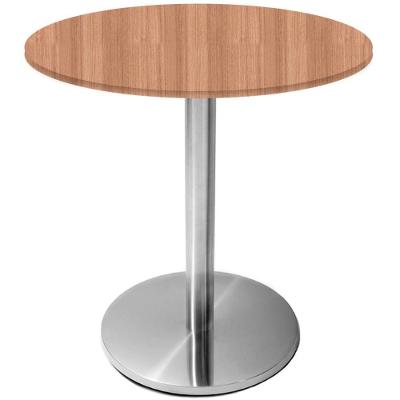 Mesa Beta Inox 75 Cm altura Disco Redondo Tampo Mdp Redondo 70 Cm Largura X 2,50 Cm Altura Noce Natural