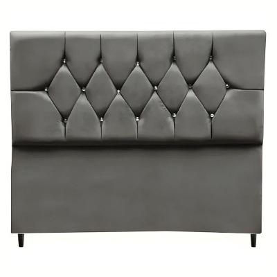 Cabeceira Cama Box Solteiro 90 Cm Geovana Suede cinza.