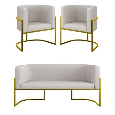 Kit Sofá 2 Lugares + 2 Poltronas Corino Gold Bege