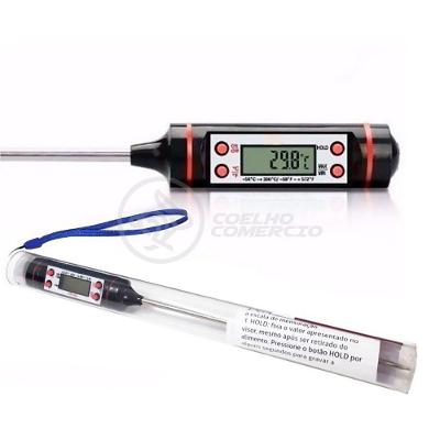 Termômetro Culinário Cozinha Digital Com Espeto Alimentos E Líquidos Mede -50ºc A +300ºc