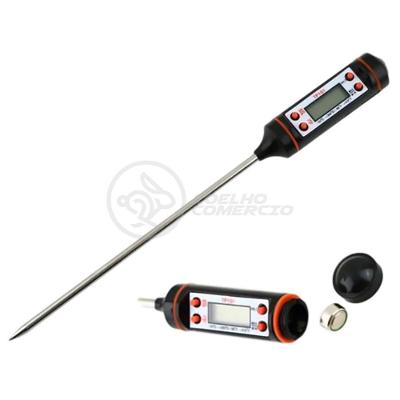 Termômetro Culinário Cozinha Digital Com Espeto Alimentos E Líquidos Mede -50ºc A +300ºc