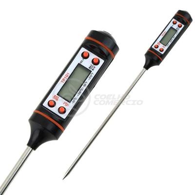 Termômetro Culinário Cozinha Digital Com Espeto Alimentos E Líquidos Mede -50ºc A +300ºc