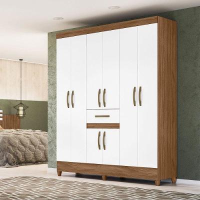 Guarda Roupa Casal 8 Portas 165x204cm Portugal Moval Naturale Branco