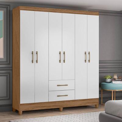 Guarda Roupa Casal 6 Portas 2 Gavetas 153x182cm Panamá Moval Naturale Branco