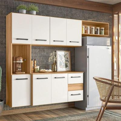 Armário Suspenso Para Cozinha com Balcão 180x136cm Juliete Nicioli Freijó Off White