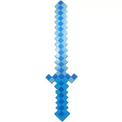 Espada Pixel Minecraft 58cm Diamante Som E Luz à Pilha Azul