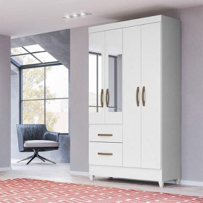 Guarda Roupa Solteiro com Espelho 110x204cm Madri Moval Branco Flex