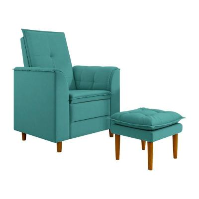 Kit Poltrona E Puff Amamentação Confortável Ternura Suede azul Turquesa