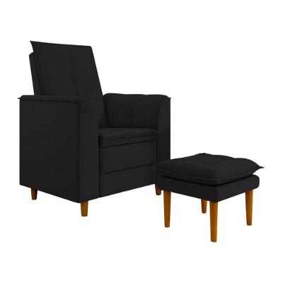 Kit Poltrona E Puff Amamentação Confortável Ternura Suede preto