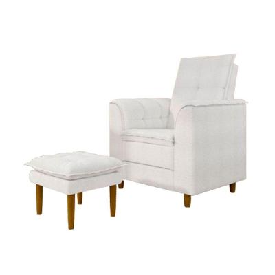 Poltrona Amamentação Confortável Com Puff Ternura Bouclê off White