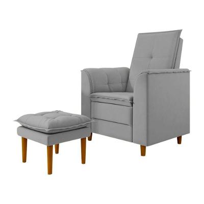 Poltrona Decorativa Amamentação Reforçada Puff Mavie Veludo cinza