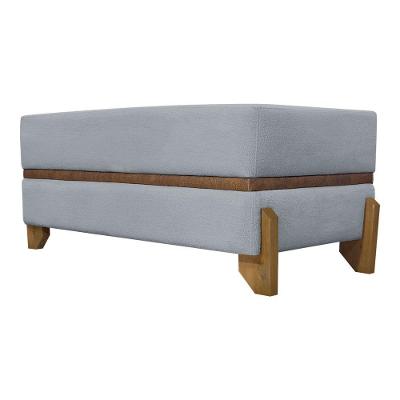 Puff Recamier Kodama Para Cama King 200cm Pé Castanho Cinza Bouclé