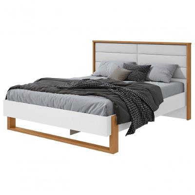 Cama Casal 160cm Com Led Freetown - Lopas Amendoa Clean/branco.