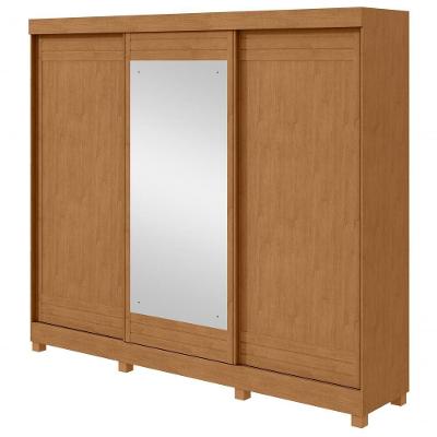 Guarda-roupas Casal Nice 3 Portas 1 Espelho 4 Gavetas Flex Com Pés - Lopas Amendoa Clean.
