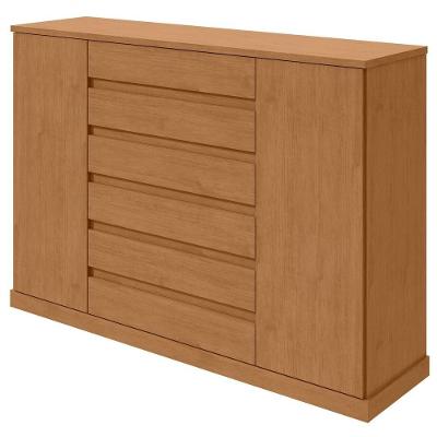 Comoda Sapateira Vedra 7 Gavetas 2 Portas - Lopas Amendoa Clean.
