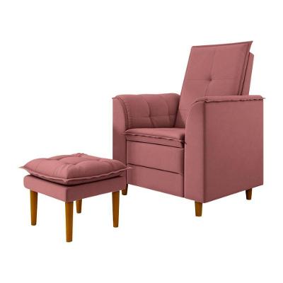 Poltrona Decorativa Amamentação Reforçada Puff Luly Veludo rosê