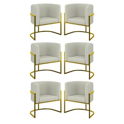 Kit 6 Cadeiras Poltrona Lua Bouclê Gold Balaqui Bege
