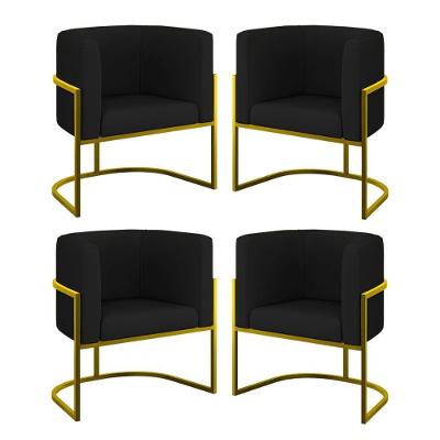 Kit 4 Cadeiras Poltrona Lua Corino Gold Balaqui Preto