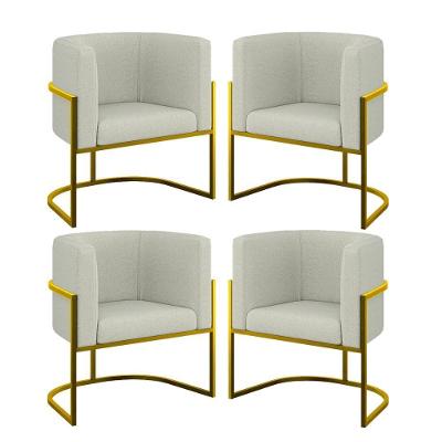 Kit 4 Cadeiras Poltrona Lua Boucle Gold Balaqui Bege