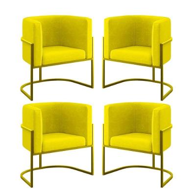 Kit 04 Cadeiras Poltrona Lua Gold Balaqui Amarelo