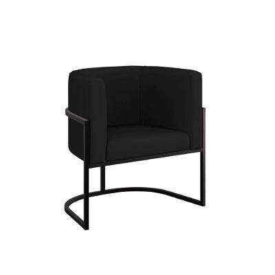 Cadeira Poltrona Lua Corino Base De Metal Preta Reforçada Preto