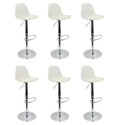 Conjunto 6 Banquetas Joly Eames Base Giratória Cromada Movescan Branca