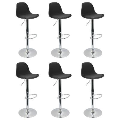 Conjunto 6 Banquetas Joly Eames Base Giratória Cromada Movescan Preta