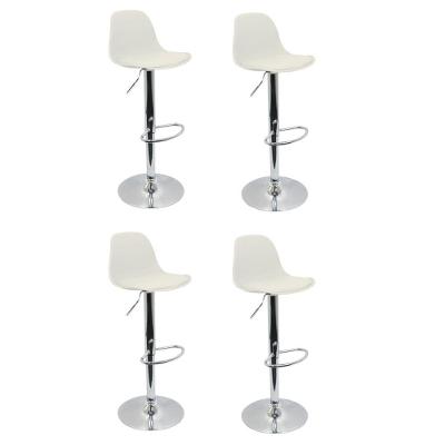 Conjunto 4 Banquetas Joly Eames Base Giratória Cromada Movescan Branca