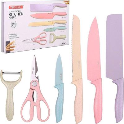 Conjunto Jogo De Facas Inox Profissional Colorido 6 Peças Chef