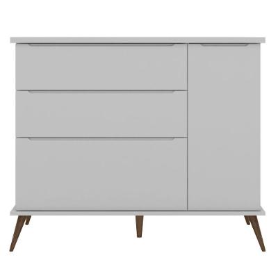 Cômoda Infantil 1 Porta 3 Gavetas 100% Mdf Pés Retrô Melinda Cinza