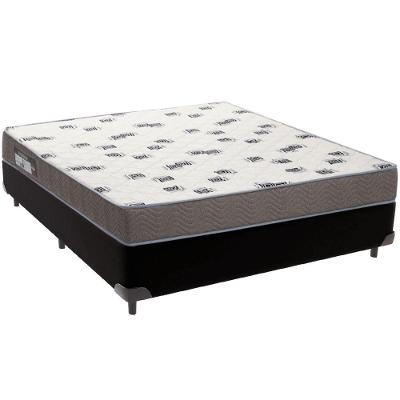 Cama Box Preto E Colchão Light Espuma D33 Casal Ortobom