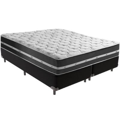 Cama Box Preto E Colchão Classic Preto Molas Ensacadas King Anjos