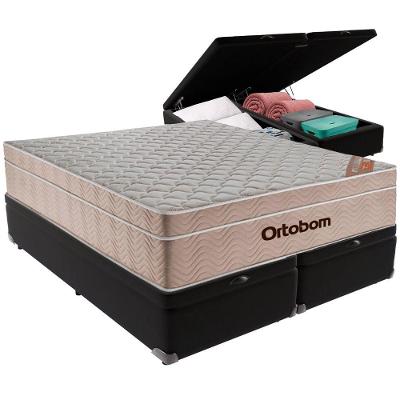 Cama Box Baú E Colchão Airtech Springpocket Molas Ensacadas Queen Ortobom Queen Preto